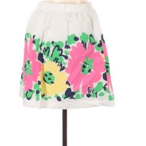 Lilly Pulitzer White Skirt with Pink and Yellow Floral Design